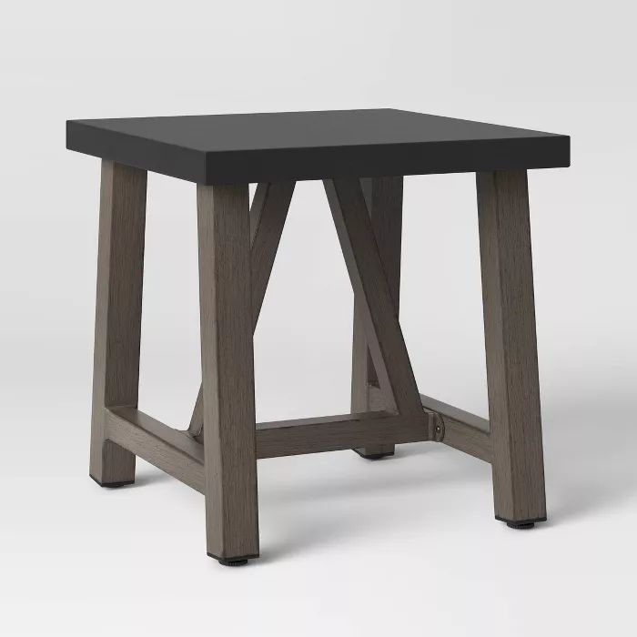 Concrete & Faux Wood Patio Accent Table - Smith & Hawken™ | Target