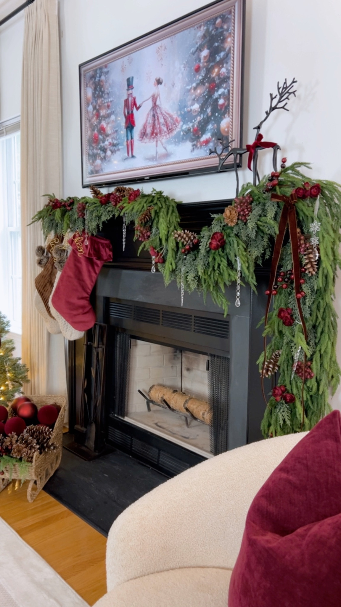 CHRISTMAS MANTLE 2025
#garland #christmasmantle #christmas2025 #ornaments #amazonfind #walmartfind 

#LTKSeasonal #LTKHoliday #LTKHome