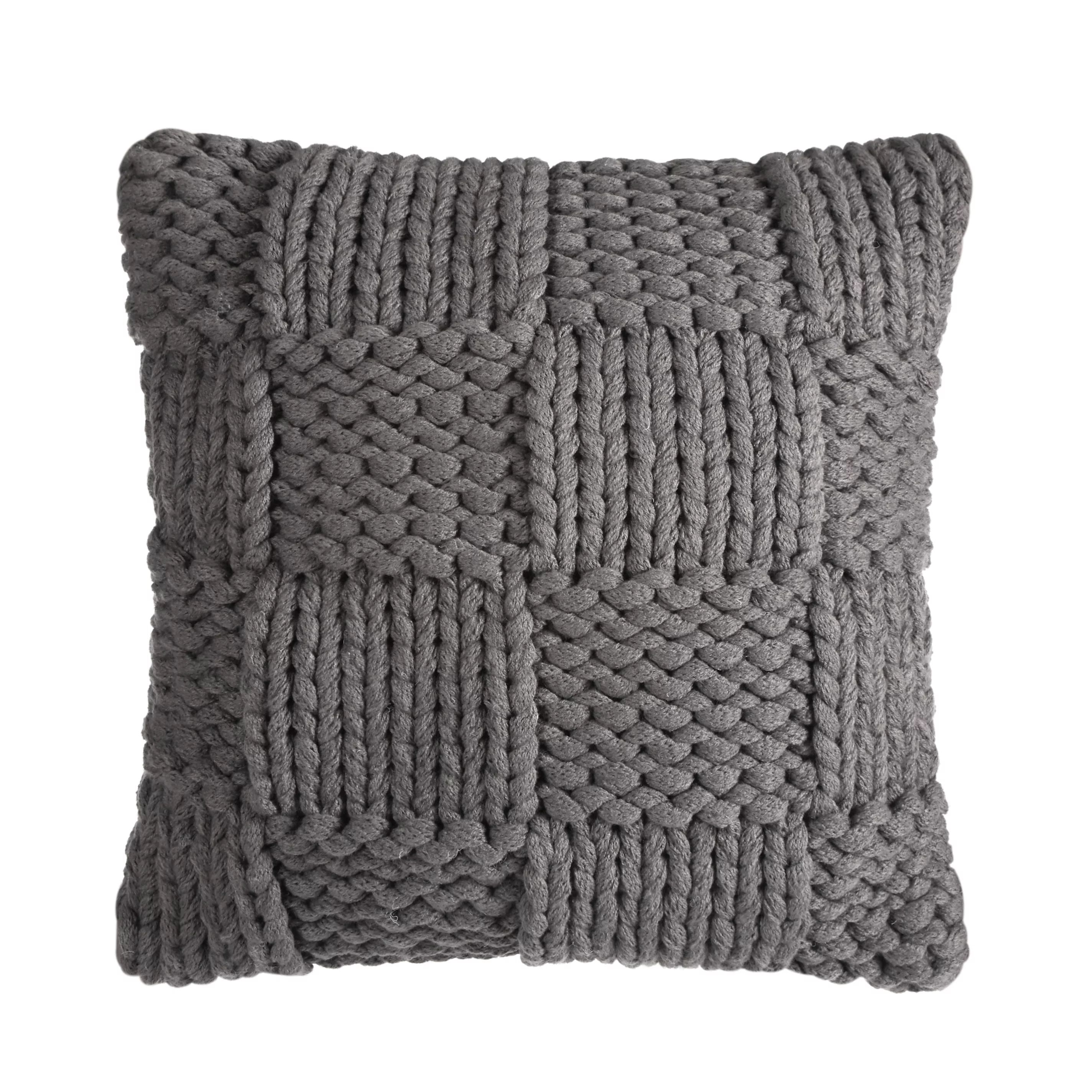 Better Homes & Garden Chunky Sweater Knit Pillow, Gray, 18 in x 18 in, Square, Polyester Fill | Walmart (US)