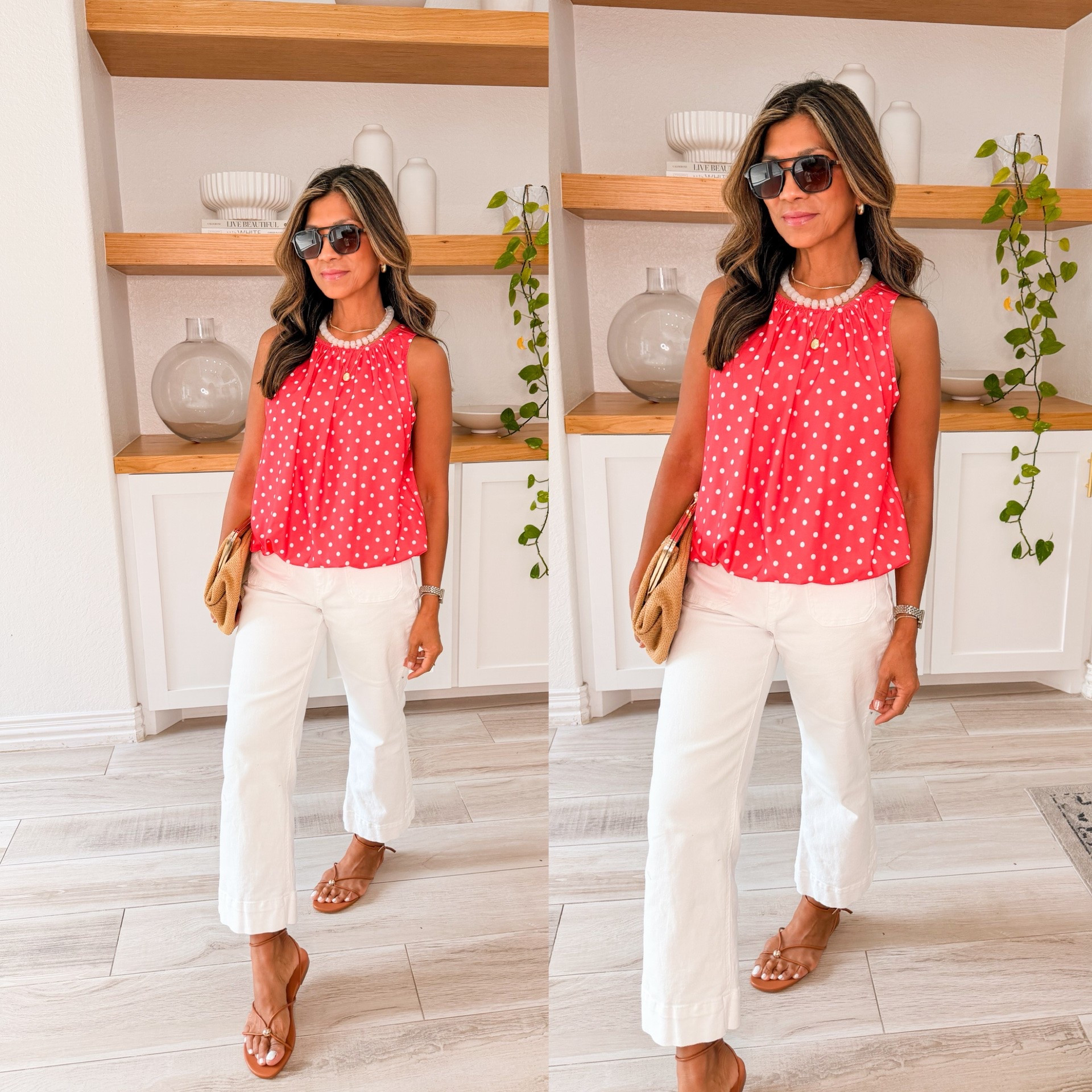I’m 5’2” 118#ish for reference 
Friday casual date night outfit 
Top in small tts.
White jeans in XS tts.
Sandals (lace up) tts.
Accesories and bag are linked.
Summer outfits, white jeans, Amazon finds, over 50 style, midlife fashion, petite fashion,midlife women, affordable fashion, fashion over40

#LTKOver40 #LTKmomlife #LTKPetite