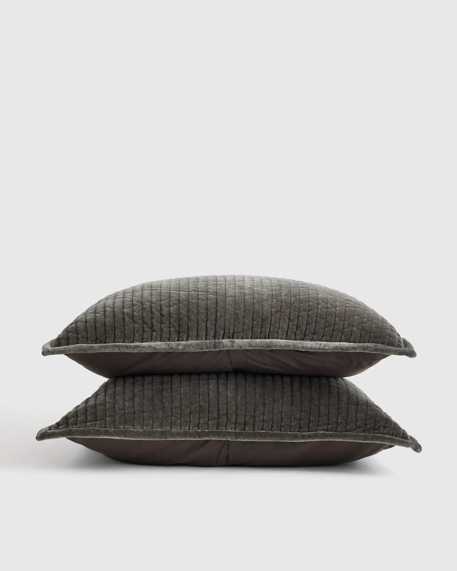 Cotton Velvet Channel Quilted Sham Set in Greystone | Quince