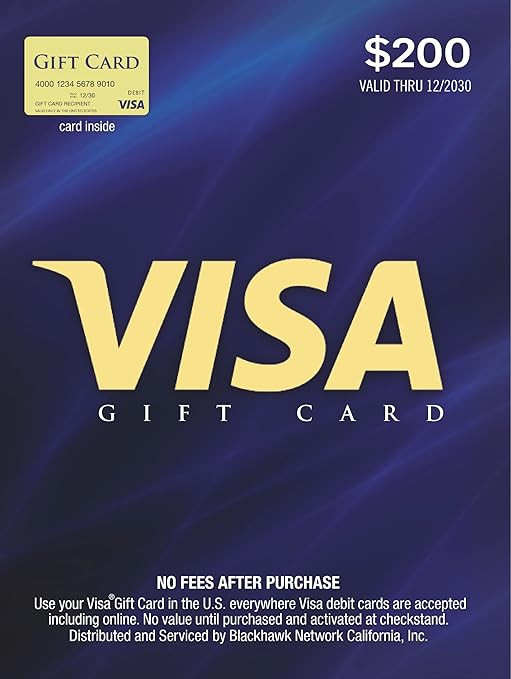 Visa $200 Gift Card (plus $6.95 Purchase Fee) | Amazon (US)