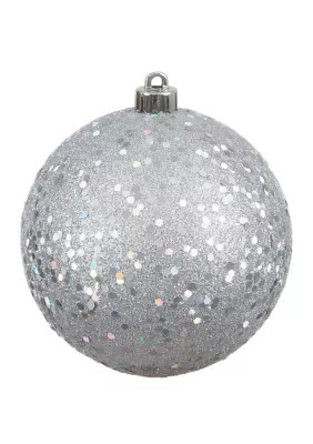 Vickerman 6 Inch Sequin Ball Ornaments - Set of 4, Silver | Belk