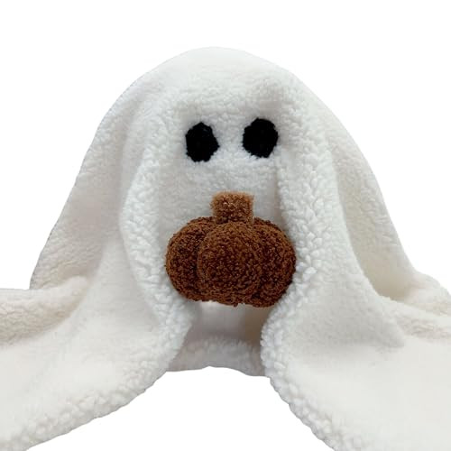 Tezimjia 2023 New Gus The Ghost with Pumpkin Pillow, 12"x 13" Halloween Plush Toy Gift Halloween Squishable Pillows Home Party Decorations Nightmare Before for Toddler (White) | Amazon (US)