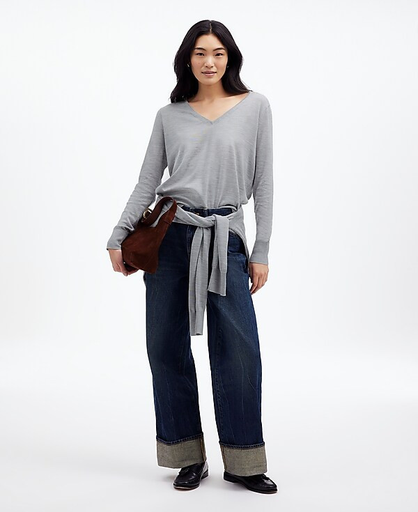 Merino Wool-Silk Blend V-Neck Sweater | Madewell