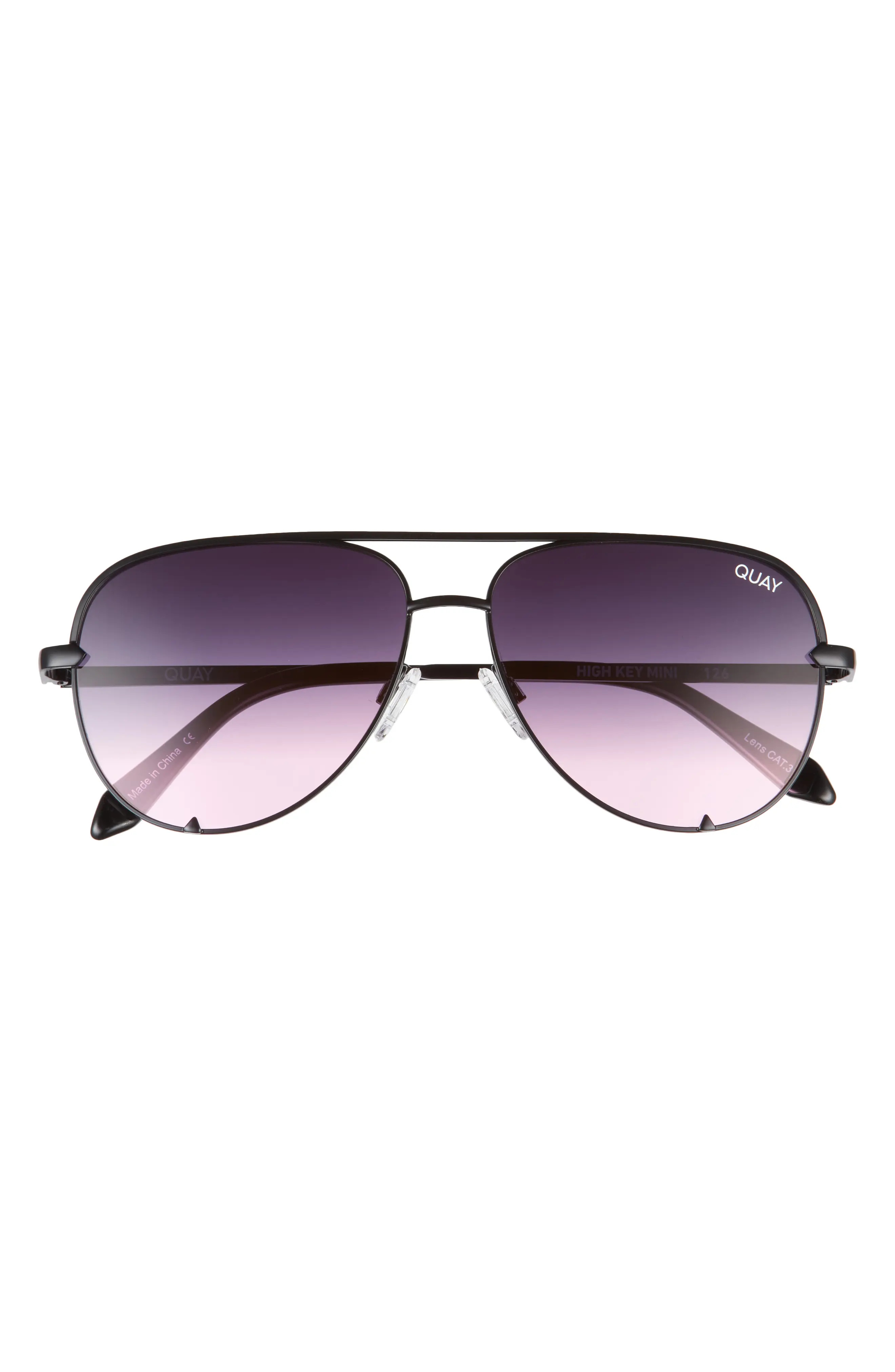 Quay Australia High Key Mini 57mm Aviator Sunglasses in Black Pink Fade at Nordstrom | Nordstrom