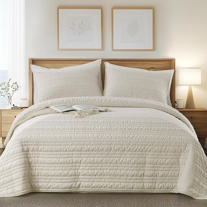 KASENTEX Queen Size Quilt Set, 3 Pieces Ultra-Soft Bedspread Coverlet with 2 Pillow Shams, Lightw... | Amazon (US)