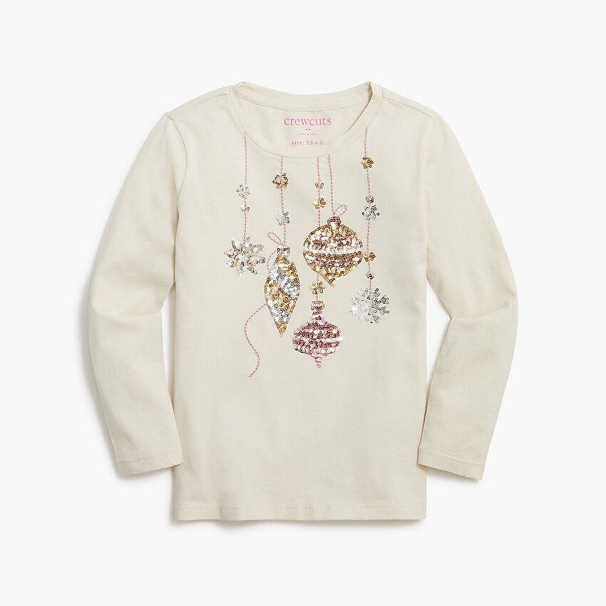 Girls' holiday ornament graphic tee with sequins | J.Crew Factory