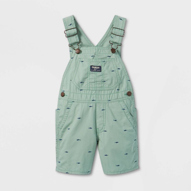 OshKosh B'gosh Toddler Boys' Shark Print Shortalls - Sage Green | Target