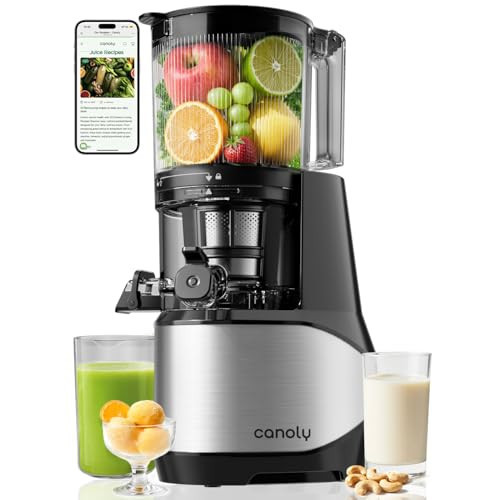 Canoly C09 Cold Press Juicer, 6" Extra Wide Feed Chute, 3-IN-1 Strainers (Juice & Sorbet & Nut Milk), Powerful AC Brushless Motor, Self Precut System, Juicer Machines with BPA-Free (Classic) | Amazon (US)