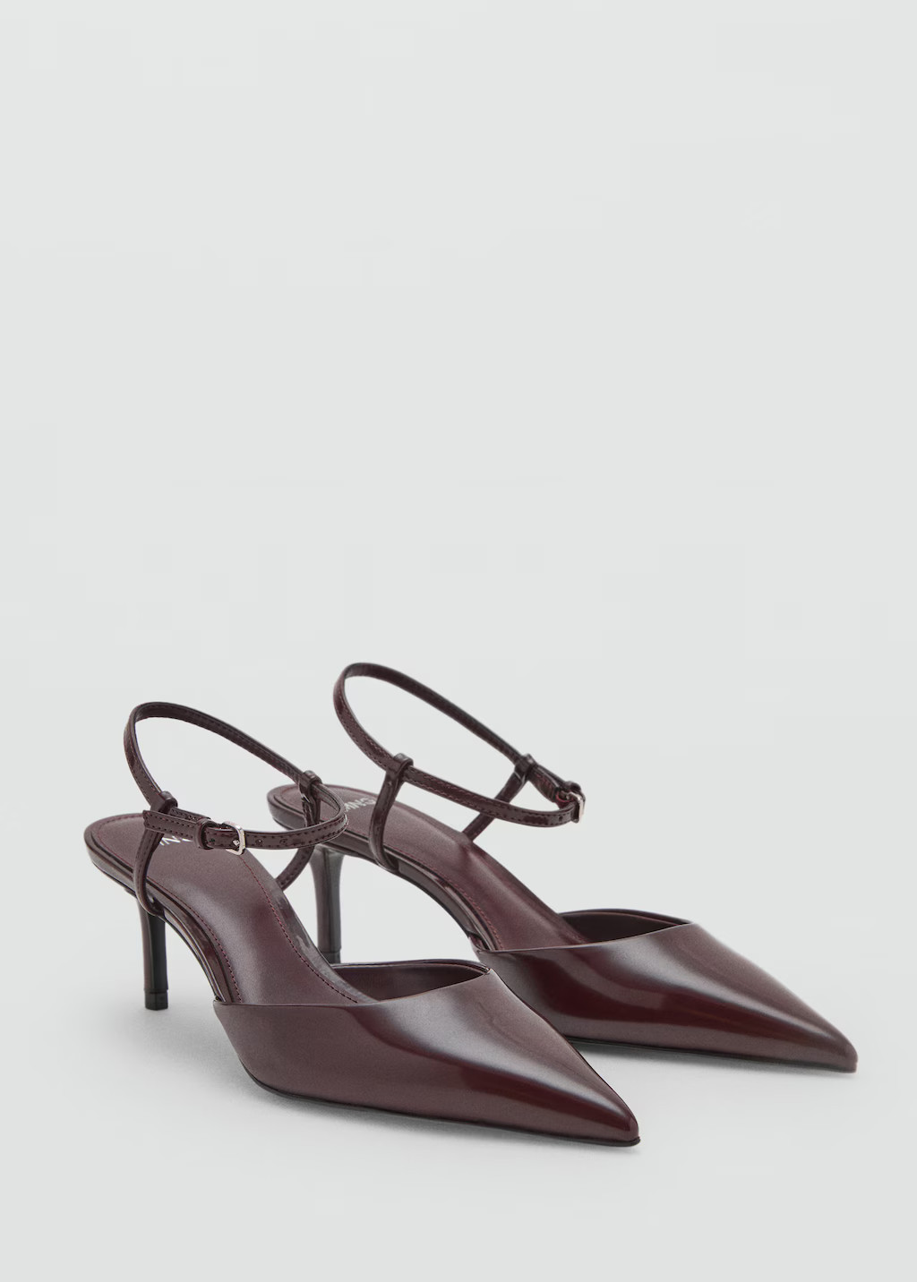 Kitten-heeled shoes with ankle strap burgundy - Woman - 5 - MANGO | MANGO (UK)