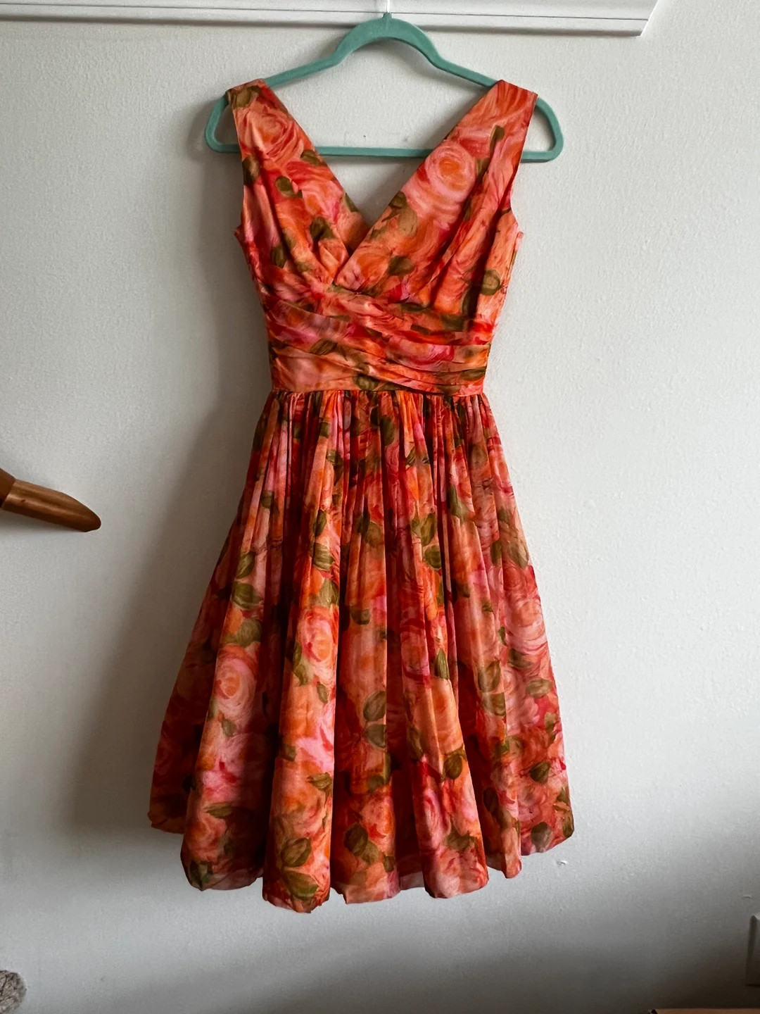 1950s Pink Chiffon Dress, 1950s Floral Chiffon Dress | Etsy (US)