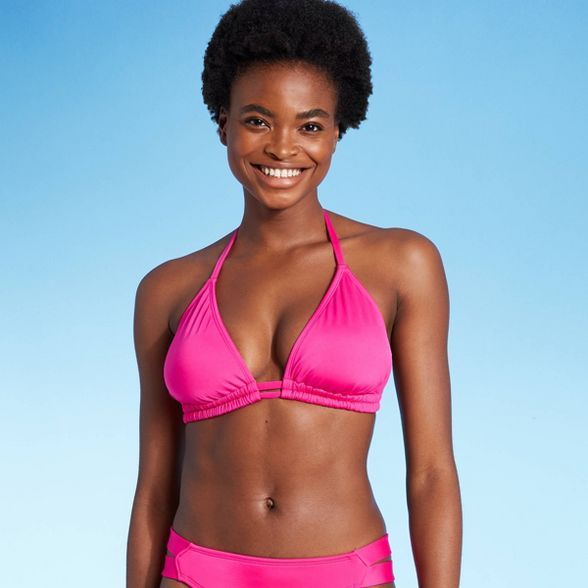 Women's Halter Triangle Bikini Top - Kona Sol™ Pink | Target