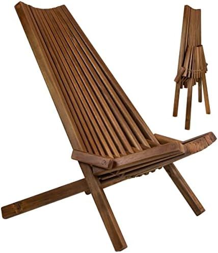 CleverMade Tamarack Folding Wooden Outdoor Chair -Stylish Low Profile Acacia Wood Lounge Chair fo... | Amazon (US)