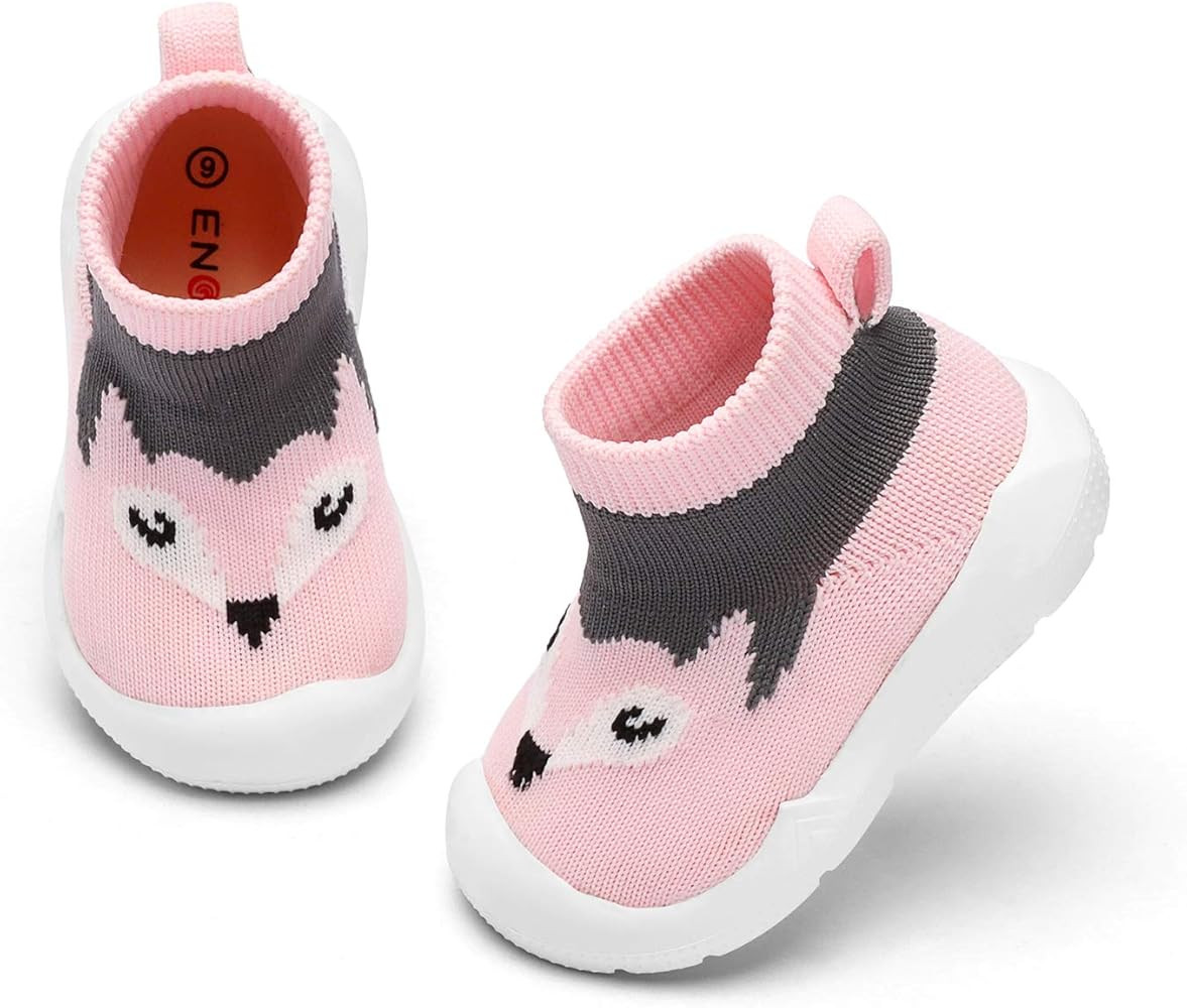 Baby Boy Girls Animal Non-Skid Indoor Slipper Infants Breathable Elastic Socks Shoes with Memory Ins | Amazon (US)
