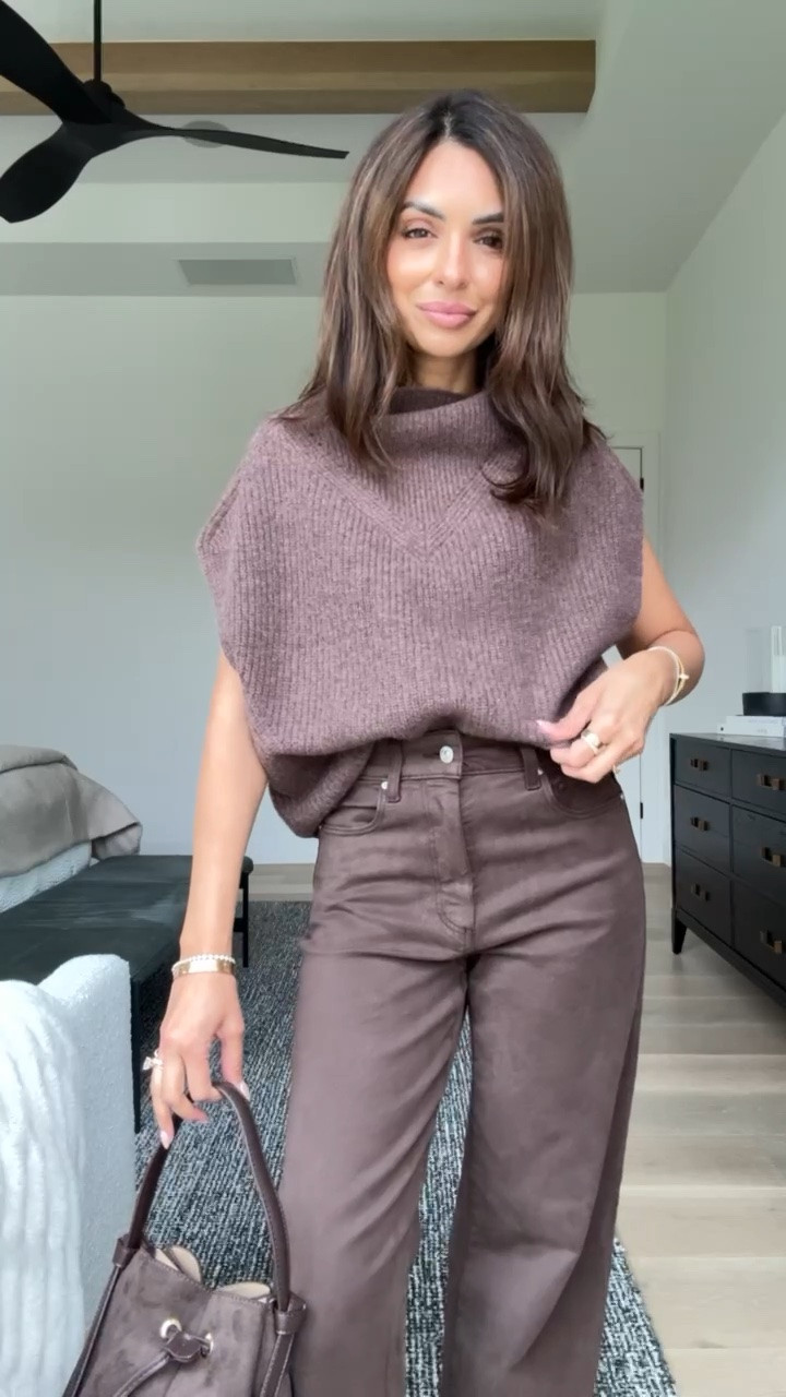 Brown outfit idea for fall from @Anthropologie! I’m wearing size XXS in my brown sweater vest.

#LTKSeasonal #LTKOver40 #LTKPetite