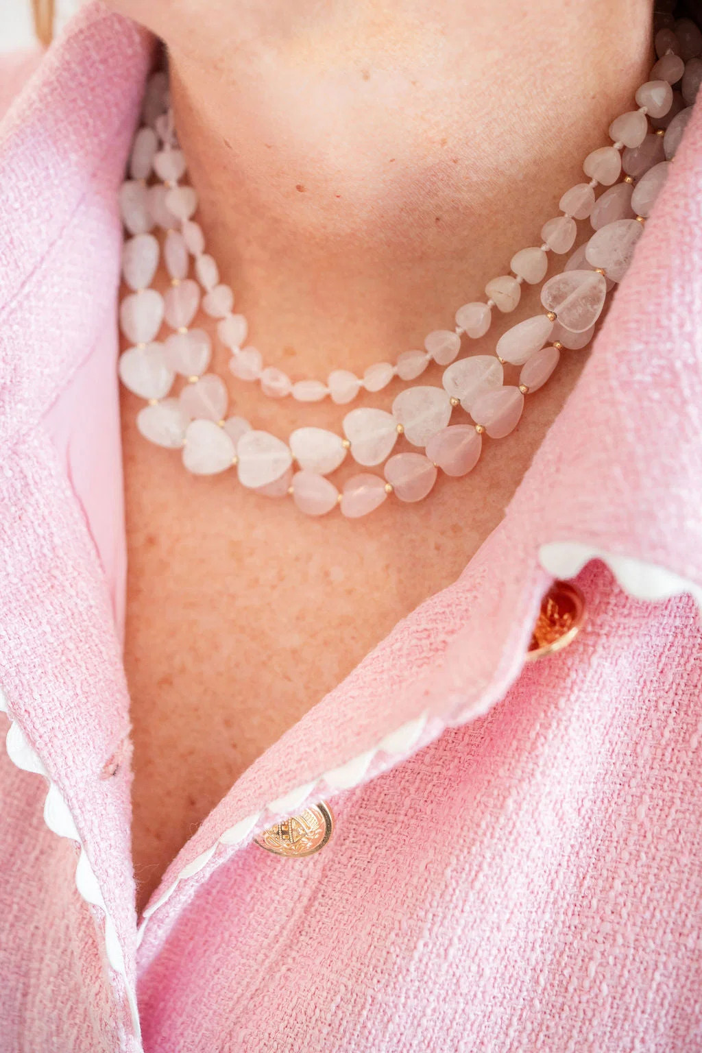 Heart- 14MM - Quartz Beaded Necklace - PreOrder | Lisi Lerch Inc