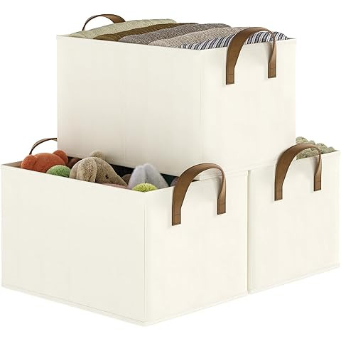 StorageWorks Storage Bins, Shelves Baskets for Organizing, Large Fabric Closet Organizers with Ha... | Amazon (US)