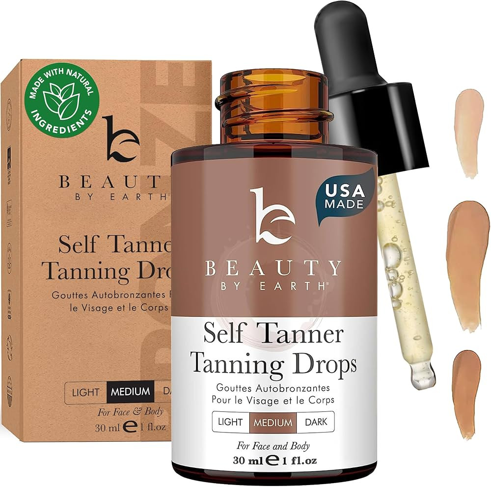 Self Tanning Drops - USA Made with Natural & Organic Ingredients, Medium Face Tanning Drops to Ad... | Amazon (US)