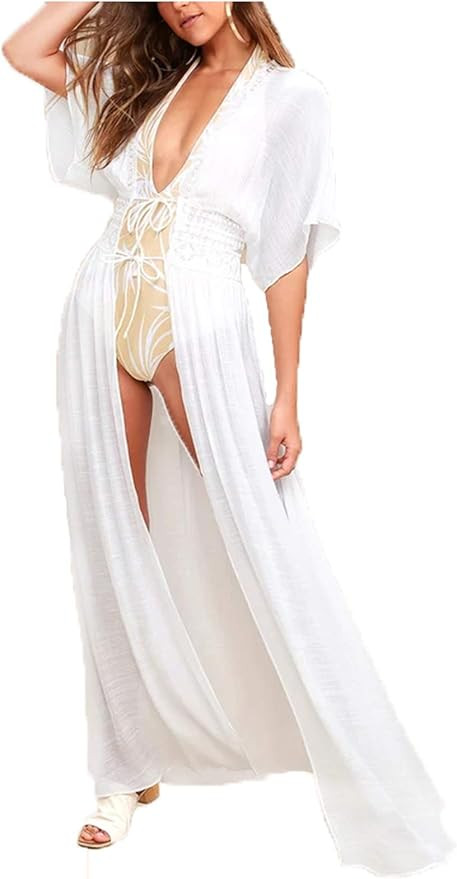 Wander Agio Womens Bikini Cover Ups Beach Coverup Swimsuits Sunscreen Long Top | Amazon (US)