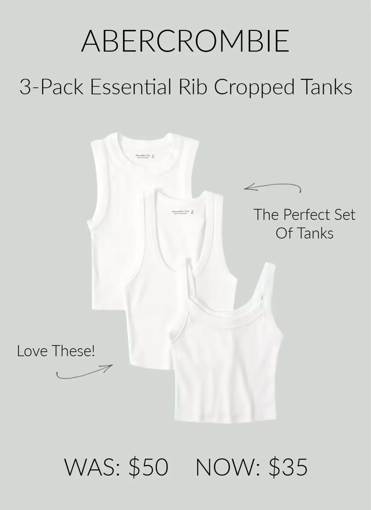 3-Pack Essential Rib Cropped Tanks curated on LTK