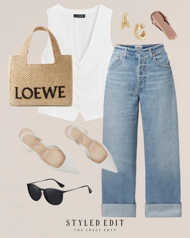 Shop the look 🤎

#outfit #springoutfit #jeans #loewe tote vest earrings denim sunglasses heels Amazon Nordstrom revolve 

#LTKOver40 #LTKgrwm #LTKootd