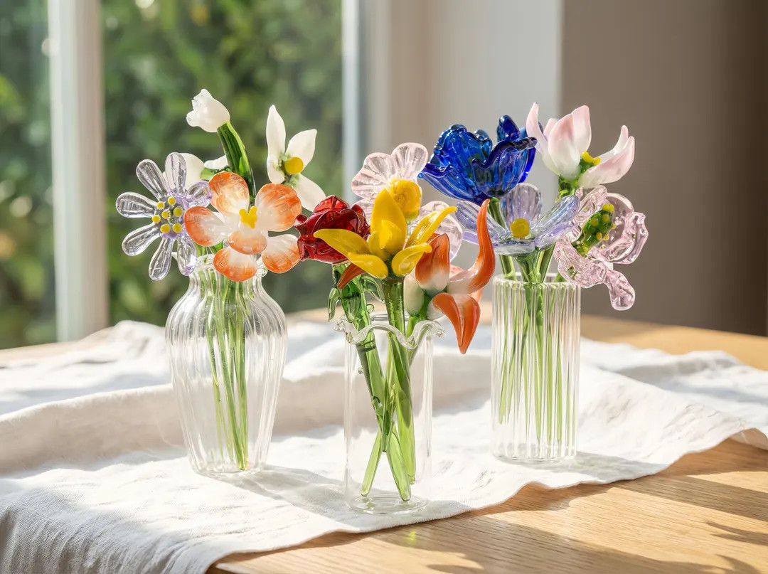 Personalized Birth Month Glass Flowers, Mini Glass Bouquet With Vase, Mini Floral Gift for Mom Gr... | Etsy (US)