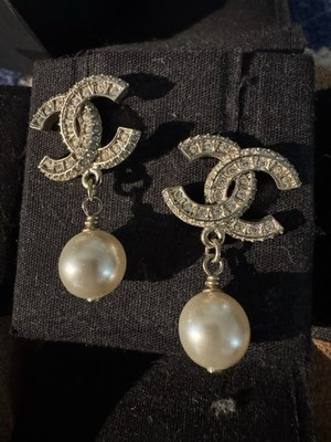 CHANEL Large Pearl Dangle Drop Earrings 2021 | eBay US