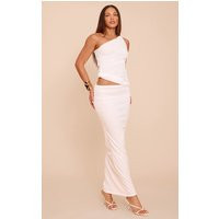 Tall White Mesh Ruched Maxi Skirt | PrettyLittleThing US