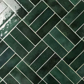 Cloe Subway Glossy Green 2.5 in. x 8 in. Handmade-Look Ceramic Wall Tile (10.64 sq. ft./Case) | The Home Depot