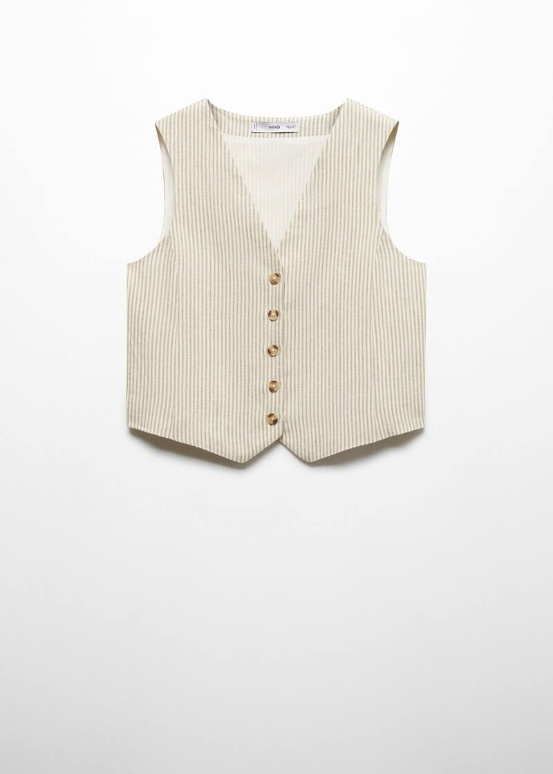 Striped linen suit vest | MANGO (UK)