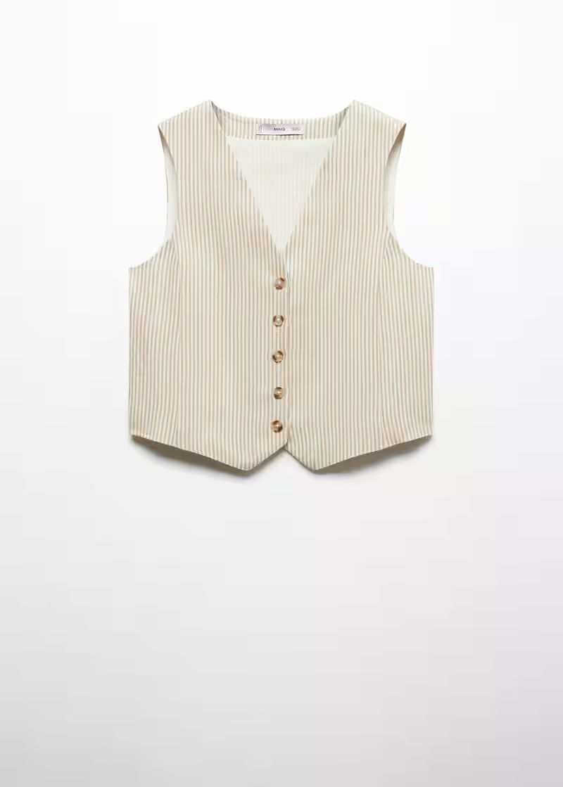Striped linen suit vest | MANGO (UK)