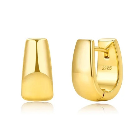 VEEDOFA Small Chunky Gold Hoop Earrings Hypoallergenic S925 Post 14K Golden Plated Chunky Hoop Earrings Non Tarnish Small Thick Huggie Gold Hoops for Sensitive Ears | Walmart (US)