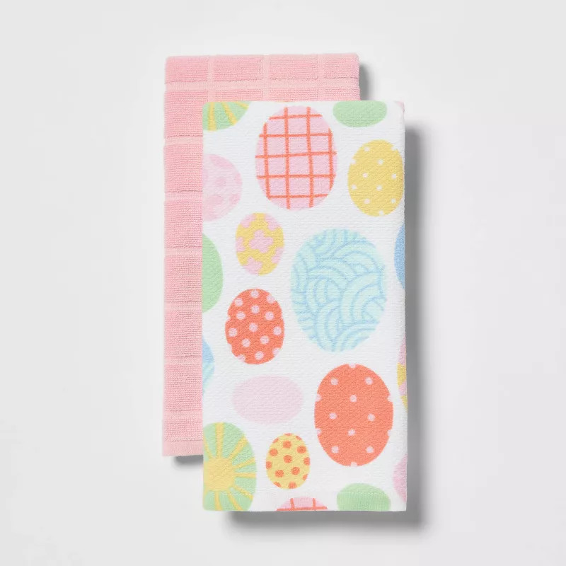 2pk Cotton Egg Print Kitchen Towels - Spritz™ | Target