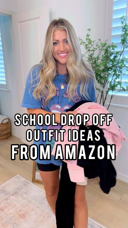 School drop off outfit ideas for moms!! Sizing help: I’m 5’3 for reference! I’m wearing a 4 in the biker shorts / size M in the pink pullover - go up one for extra length! / size M - go up if you want it to have a loose fit like mine! / size S in the black jumpsuit - true to size / size L in the romper - I sized up in this one to have a super oversized fit … you don’t have to necessarily have to! I was a little bigger when I first got it and could prob be happy with a medium now for reference! Denim jacket true to size. / 



Outfit ideas
Mom outfit
Mom style
School drop off
Back to school 
Amazon finds 


#LTKunder50 #LTKBacktoSchool #LTKstyletip