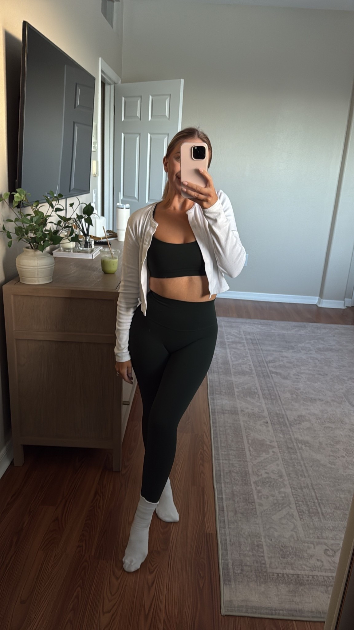 Dark green lululemon set and cardigan
Socks  lucky honey 

#LTKActive #LTKStyleTip