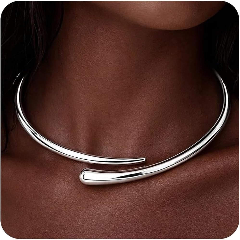 GoldGifts Statement Chunky Gold Collar Necklace for Women,Teardrop Open Cuff Choker with Spring-H... | Amazon (US)
