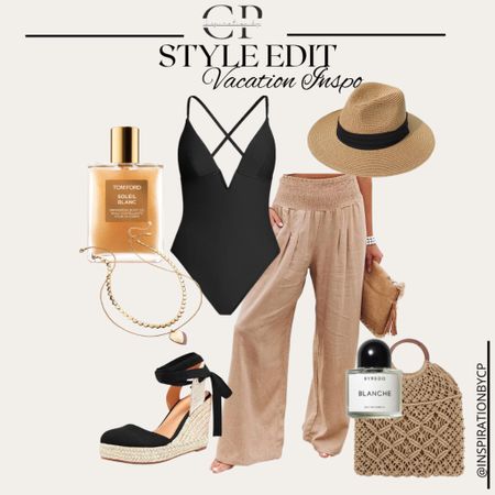 VACATION OUTFITS 
#springvacation #springoutfit #travel #outfit #sunhat #tanner #swimsuit #onepiece #palazzopants #espadrilles #parfum #strawbag #beachbag #amazonfinds #jewelry

#LTKstyletip #LTKU #LTKtravel