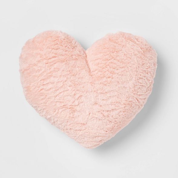 Faux Fur Heart Throw Pillow Pink - Pillowfort&#8482; | Target