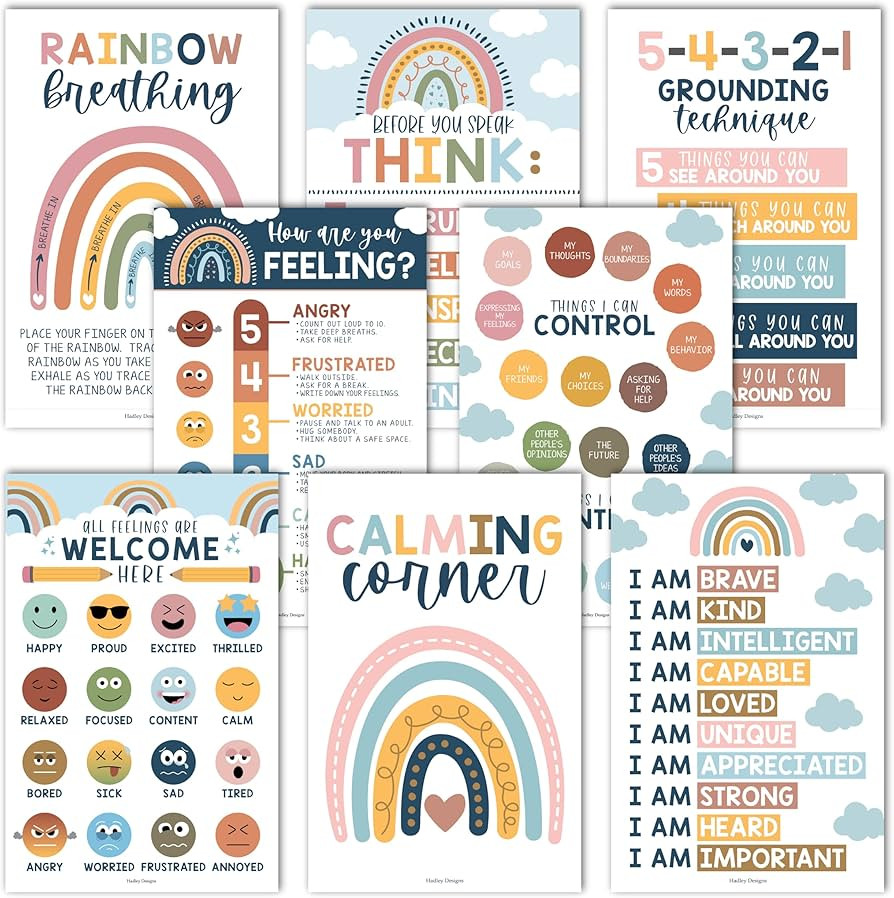 8 Boho Calming Corner Posters For Classroom Must Haves For Teachers - Calm Down Corner Supplies E... | Amazon (US)