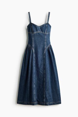 H & M - Flared-Skirt Denim Dress - Denim Blue | H&M (US + CA)