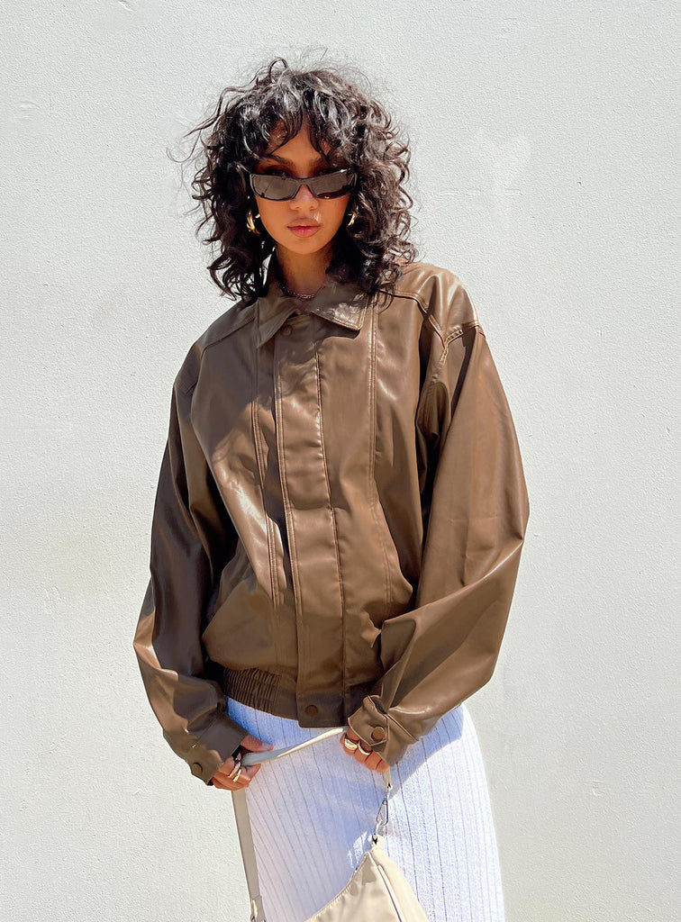 Withers PU Jacket Brown | Princess Polly US