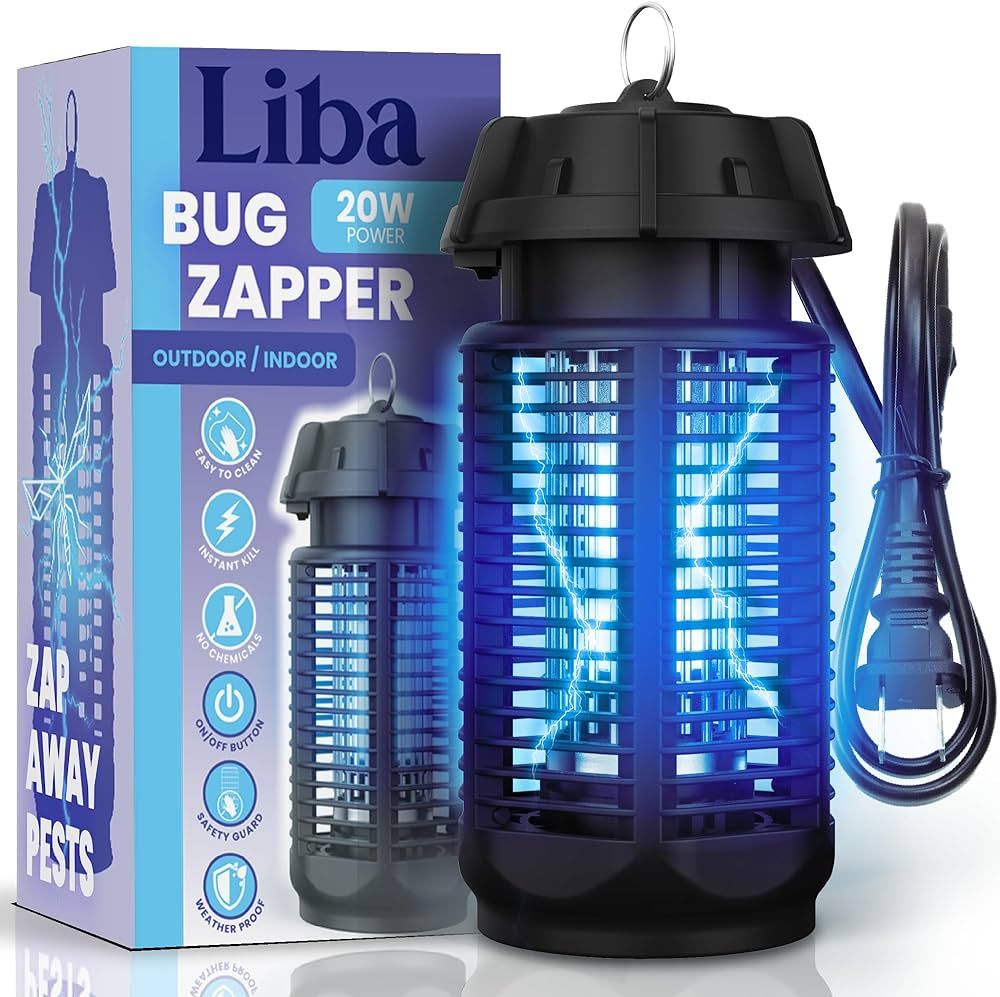 LiBa Electric Bug Zapper, Outdoor & Indoor Insect Killer with Switch – 4000V Powerful Grid, 20W... | Amazon (US)