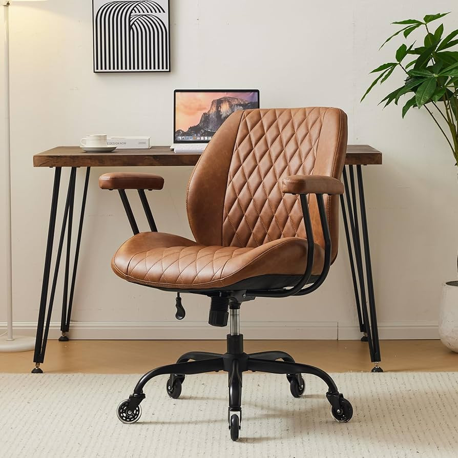 YFO Home Office Desk Chair Office Rubber Casters Ergonomic Computer Chair with Lumbar Support Adj... | Amazon (US)