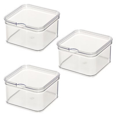 iDesign Stackable Fridge Organizer Bins with Lids - Set of 3  - Clear | Target