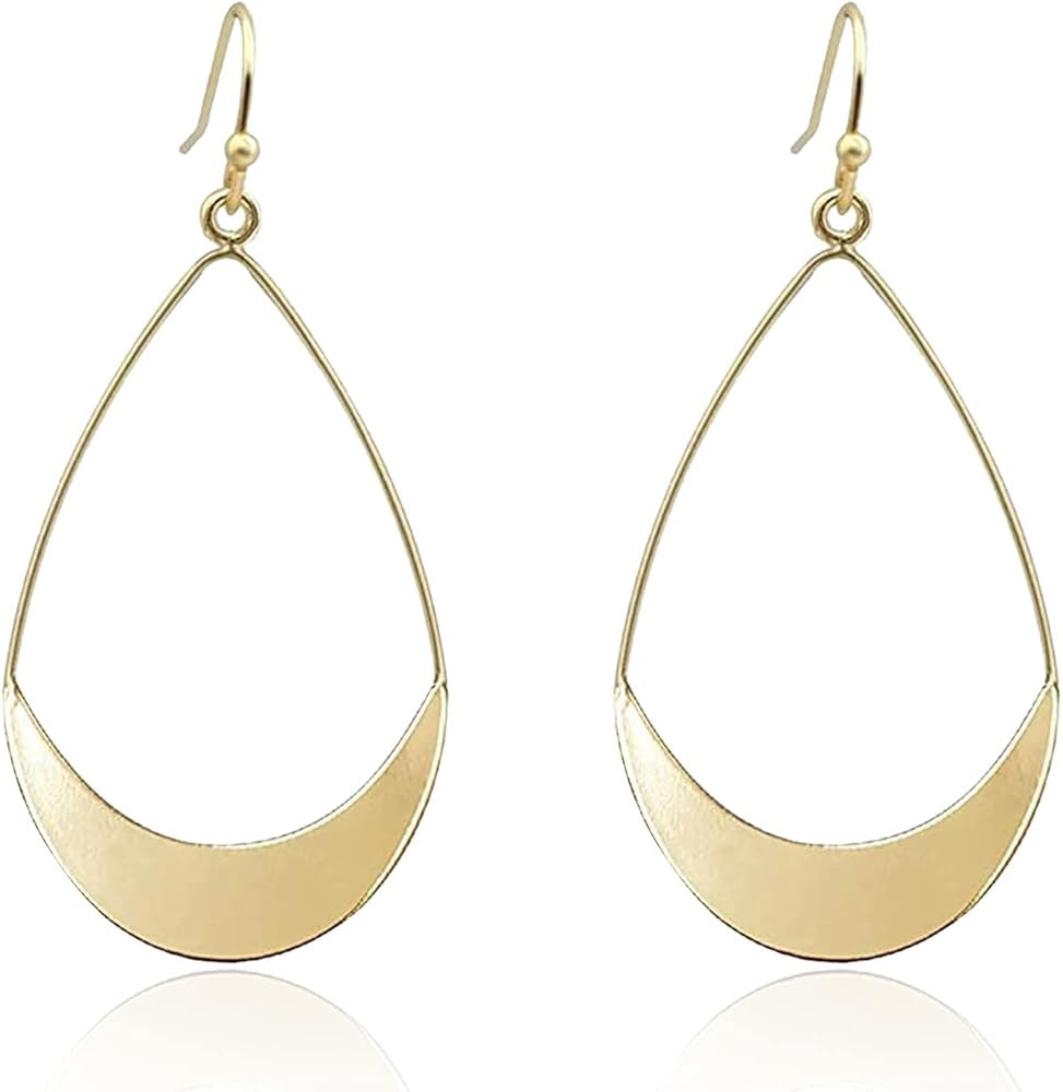 Simple Lightweight Drop Dangle Earrings Boho Gold and Silver Teardrop Earrings for Women Girls Jewelry Gifts | Amazon (US)