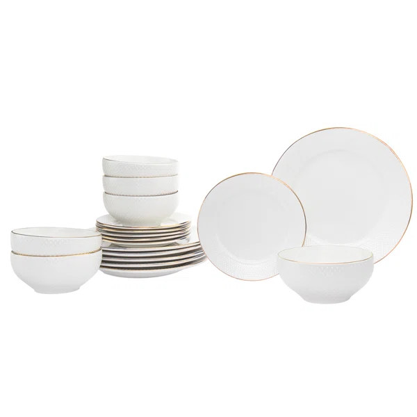 Godinger Silver Art Co Pique Porcelain China Dinnerware Set - Service for 6 | Wayfair North America