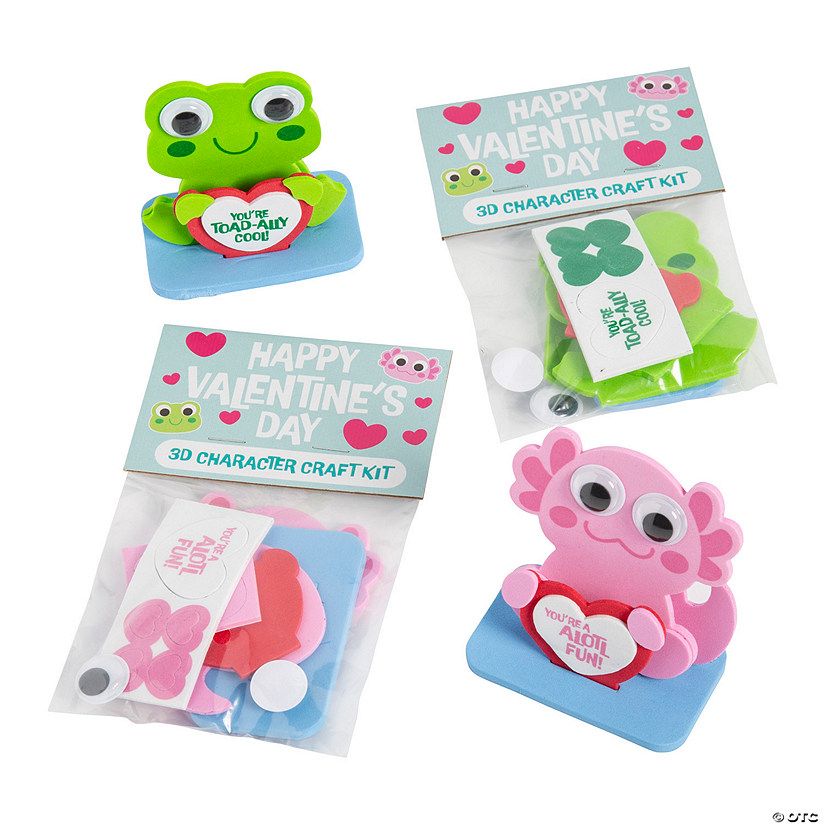 3D Character Craft Kit Valentine Exchanges with Card for 12 | Oriental Trading Company