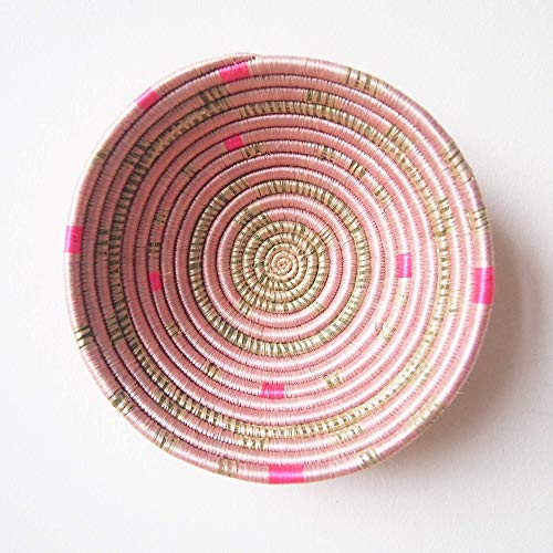 Small African Basket: Muyaga/Rwanda Basket/Woven Bowl/Sisal & Sweetgrass Basket/Pinks, Sweetgrass | Amazon (US)