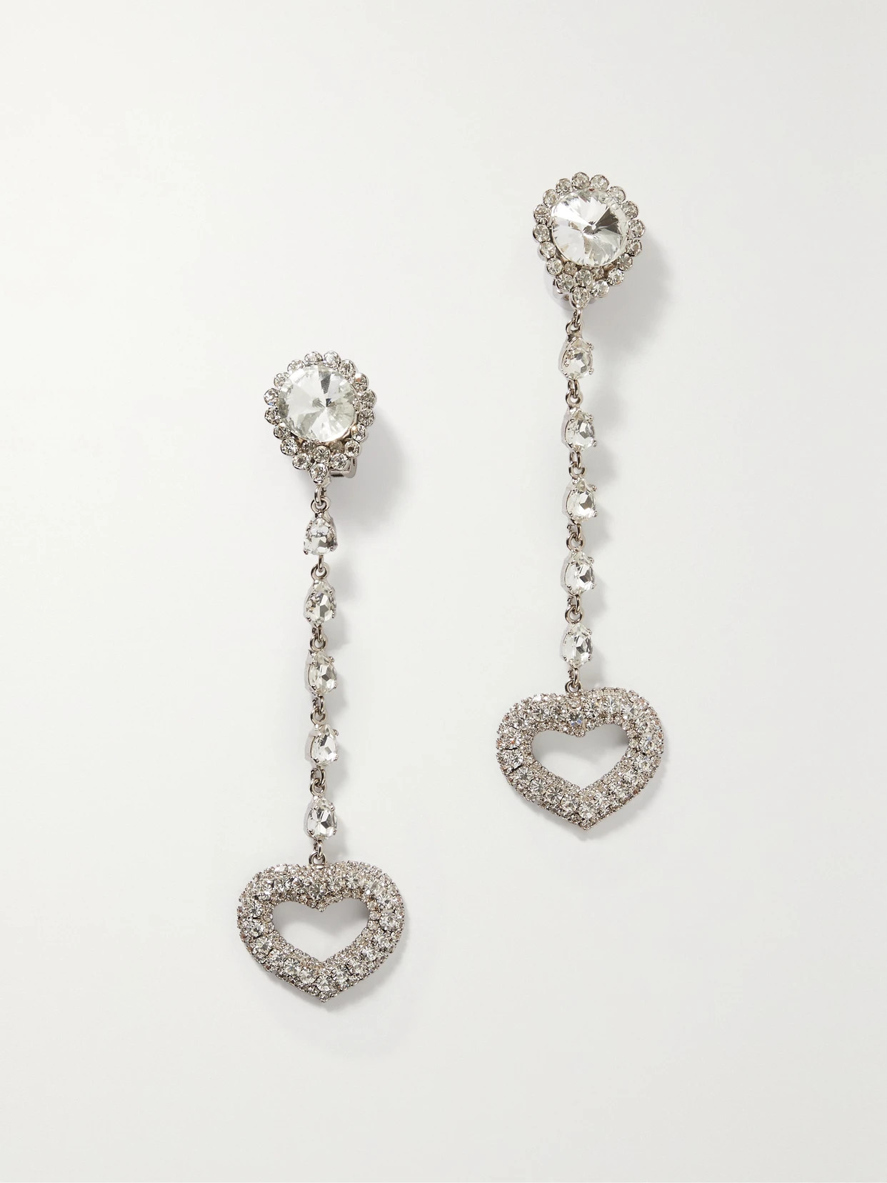 Alessandra Rich - Silver-tone Crystal Clip Earrings - One size | NET-A-PORTER (US)